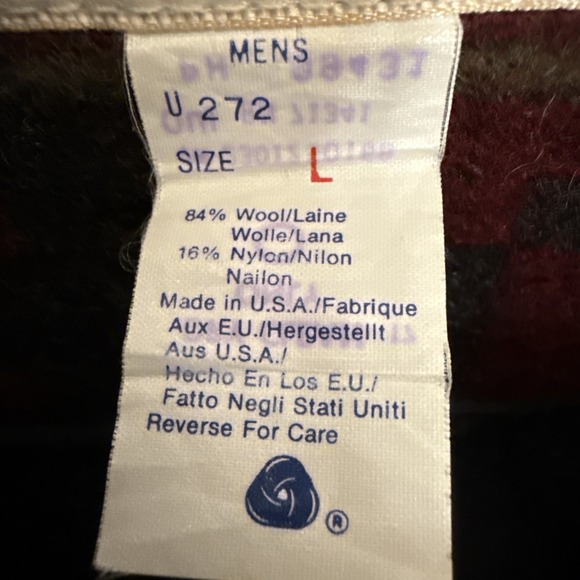 JACKET BARN WOOL AZTEC MEN LRG  L.L. Bean  Coat 90s Southwest Tribal Chore Ranch - Picture 7 of 13